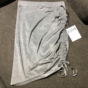 Velour a-symmetrical drawstring midi/mini skirt